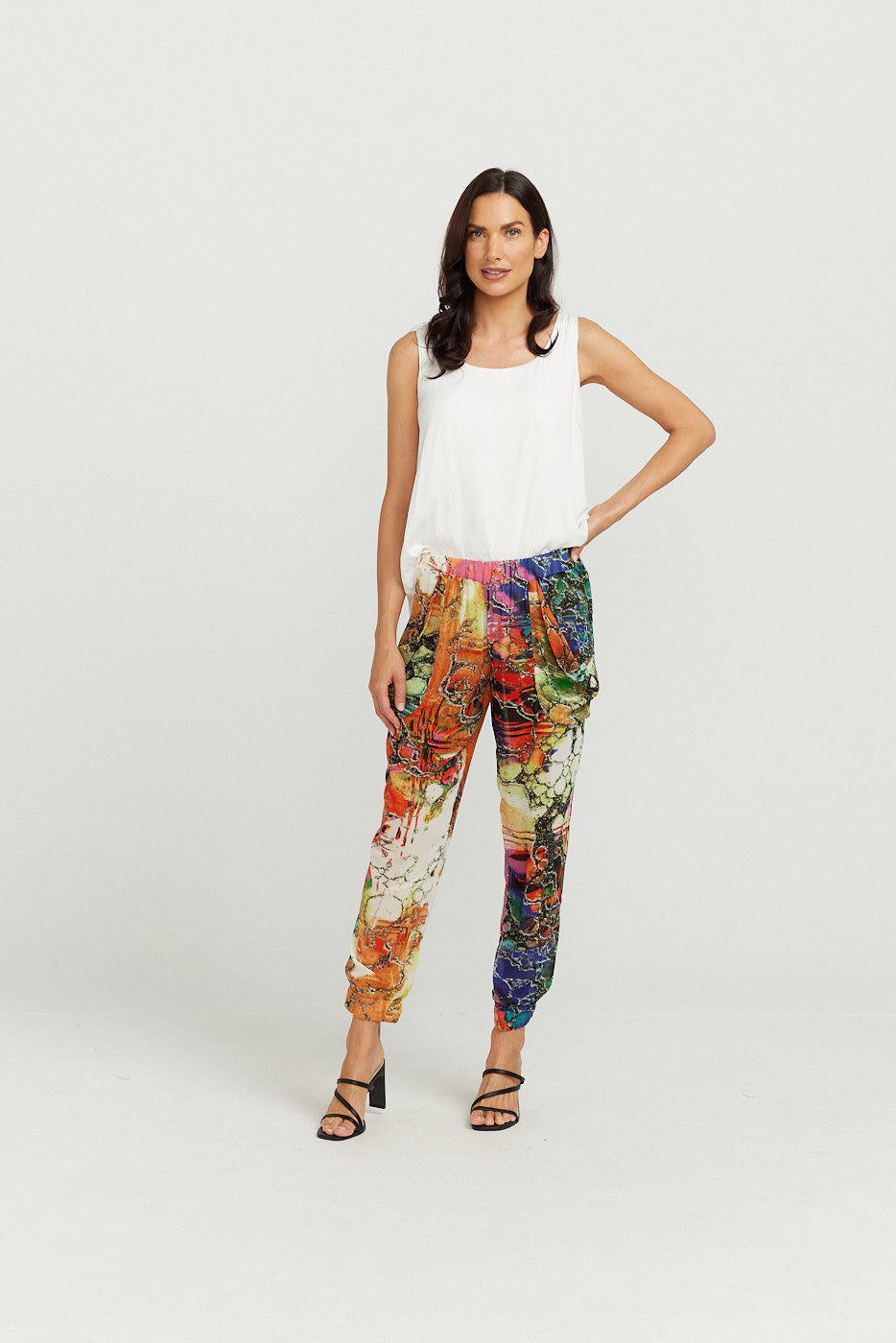 SLOUCHY PANTS / BRIGHT MARBLE PRINT