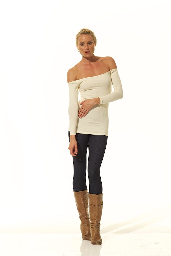 OFF THE SHOULDER LONG SLEEVE TOP / CREAM