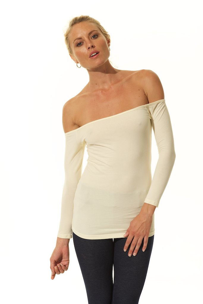 OFF THE SHOULDER LONG SLEEVE TOP / CREAM