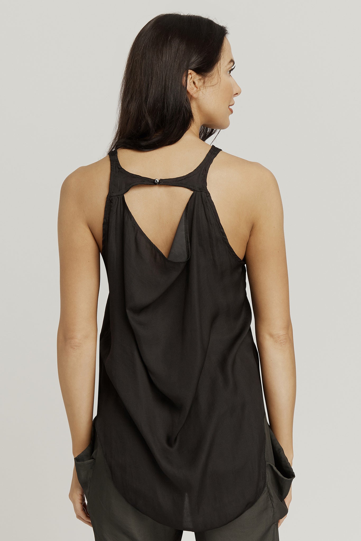 TANK with DRAPING BACK / BLACK