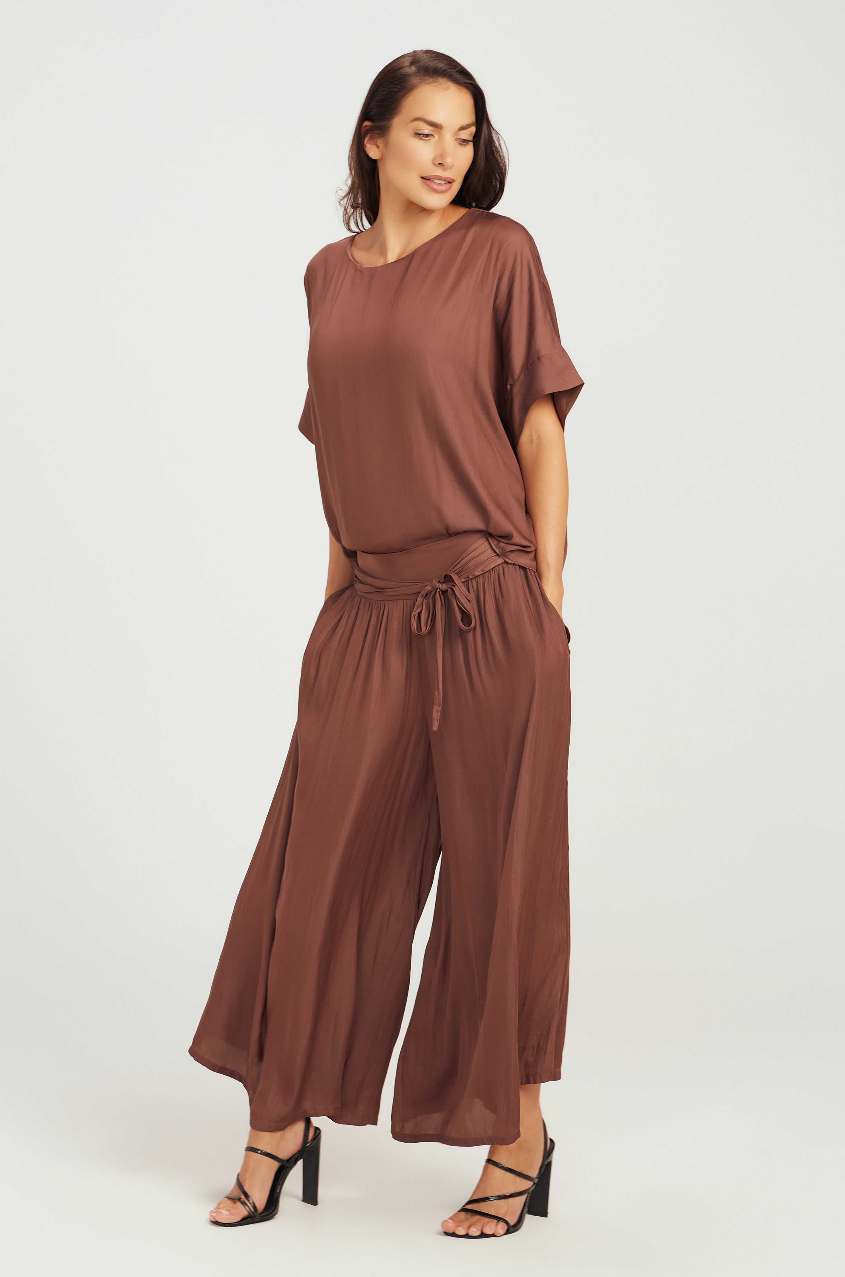 TOPS with attached tank / ROUND NECK - CHOCOLATE /PLUM