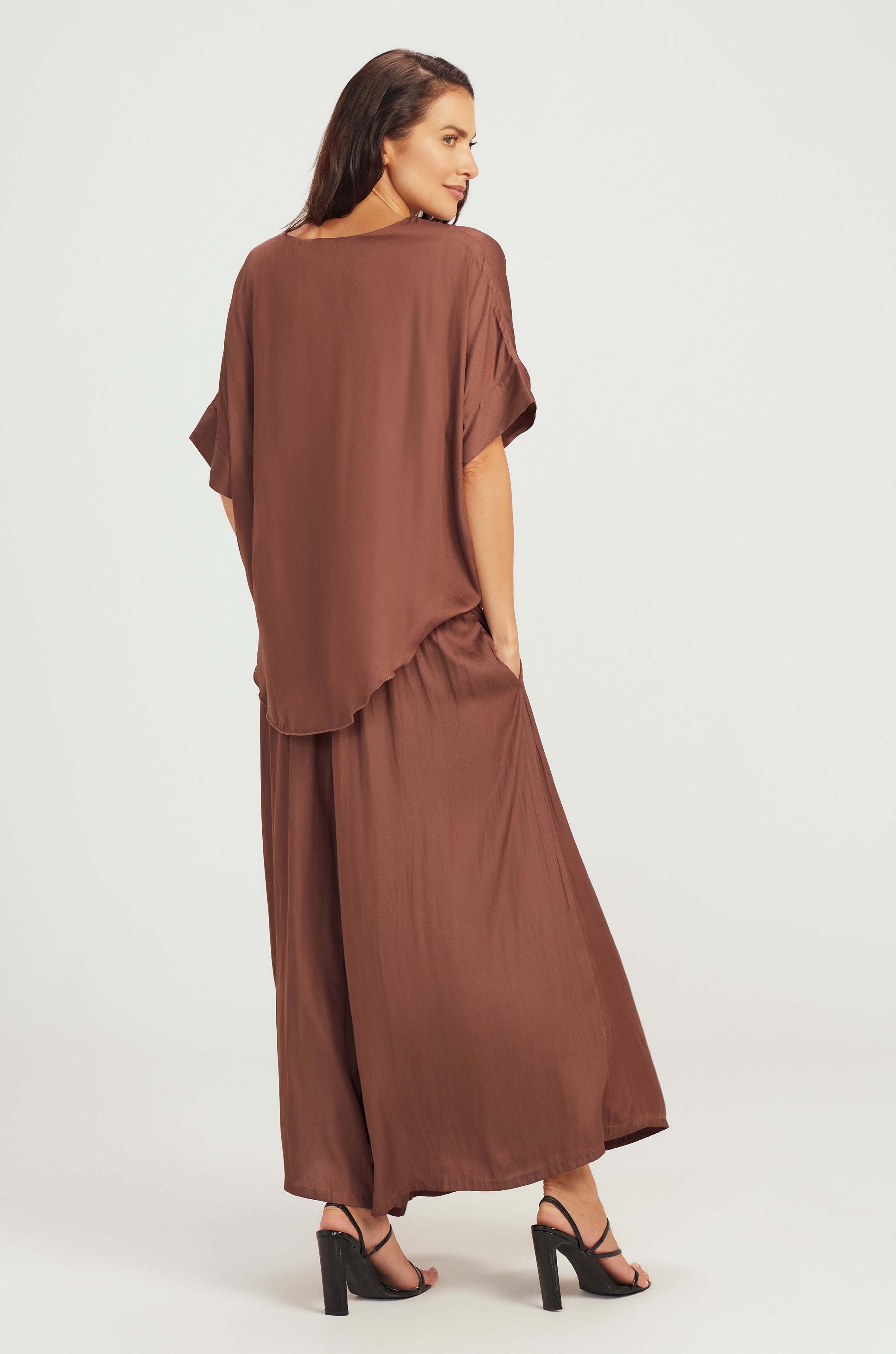 TOPS with attached tank / ROUND NECK - CHOCOLATE /PLUM
